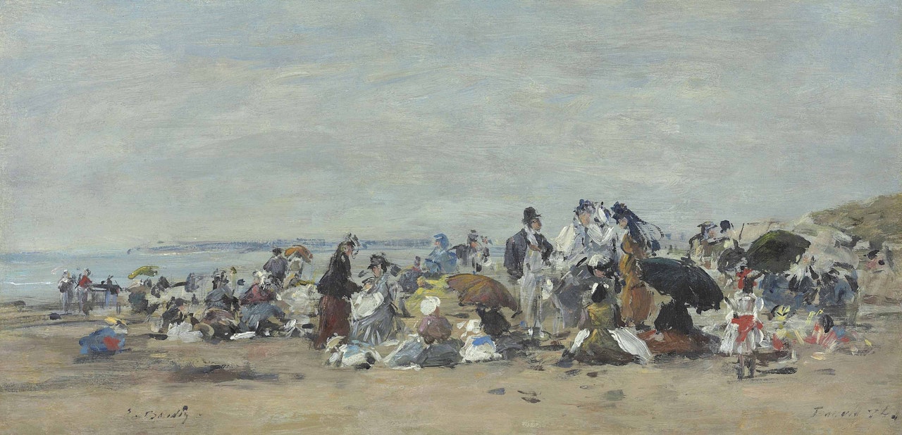 Scéne de plage à Trouville by Eugène Boudin