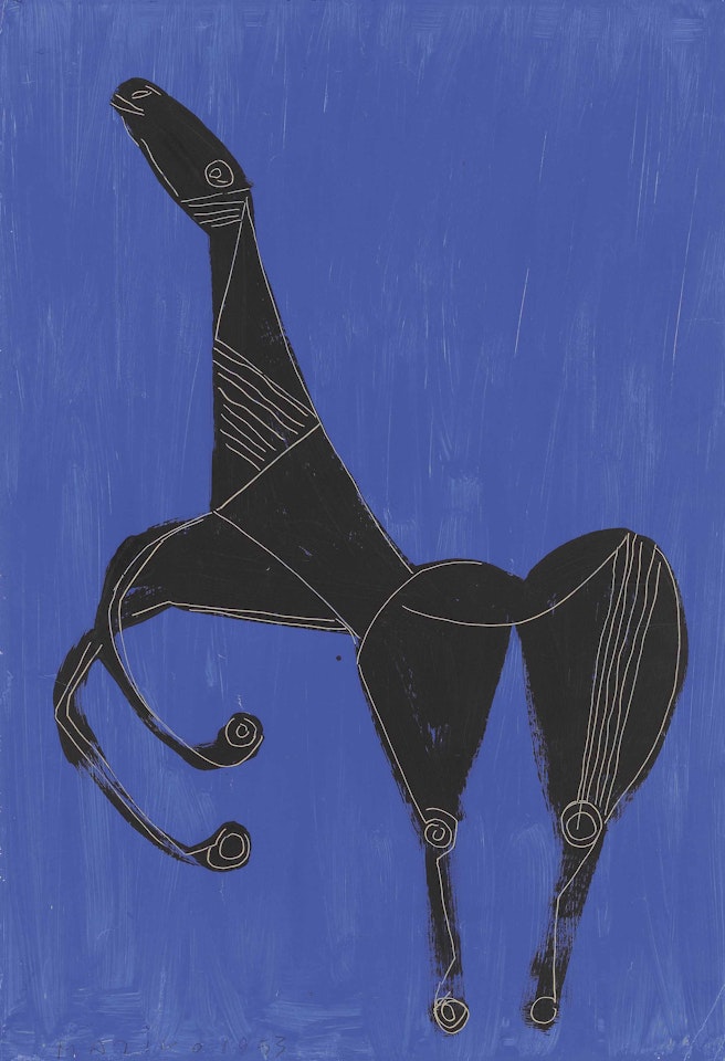 Cavallo su sfondo blu by Marino Marini