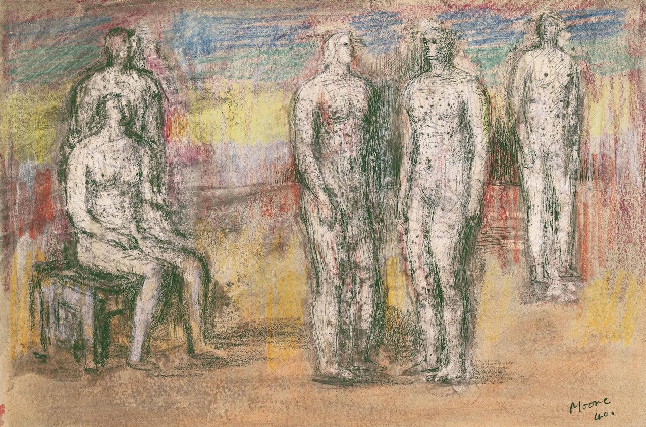 Study of One Seated and Four Standing Figures by Henry Moore