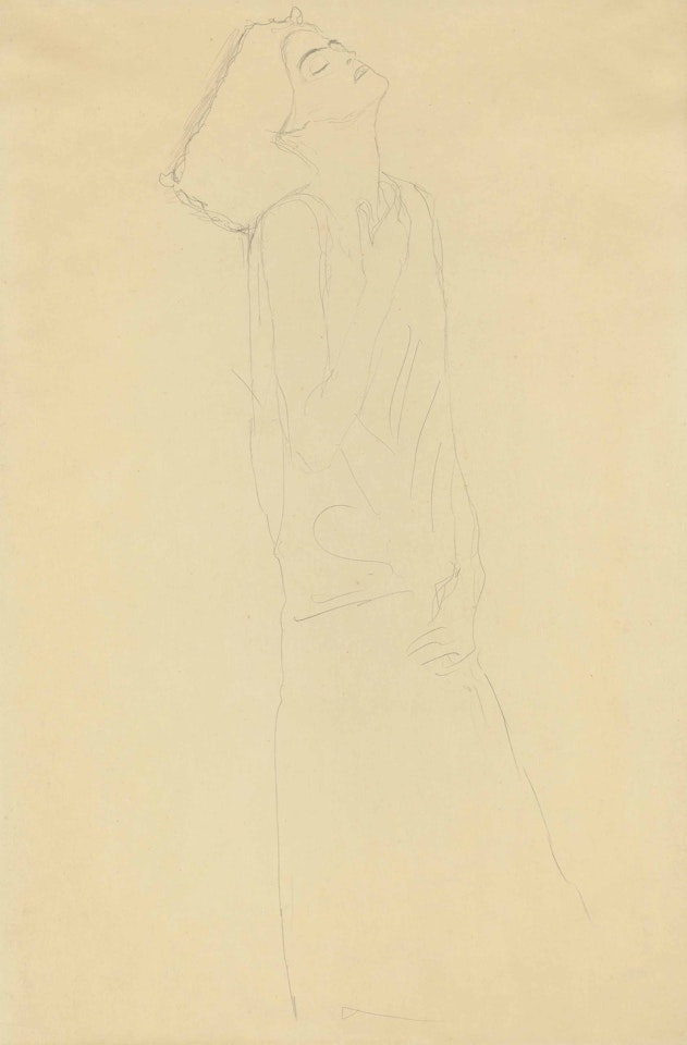 Mit nach hinten gesenktem Kopf und geschlossenen Augen by Gustav Klimt