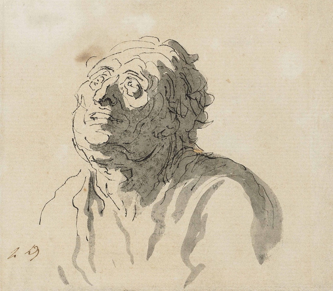 Tête d'homme (recto); Profil d'homme (verso) by Honoré Daumier