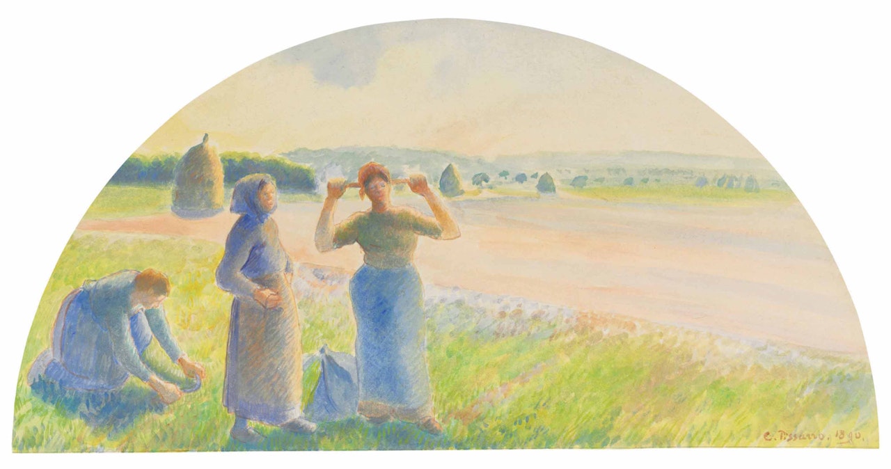 Paysannes dans les champs, Éragny by Camille Pissarro