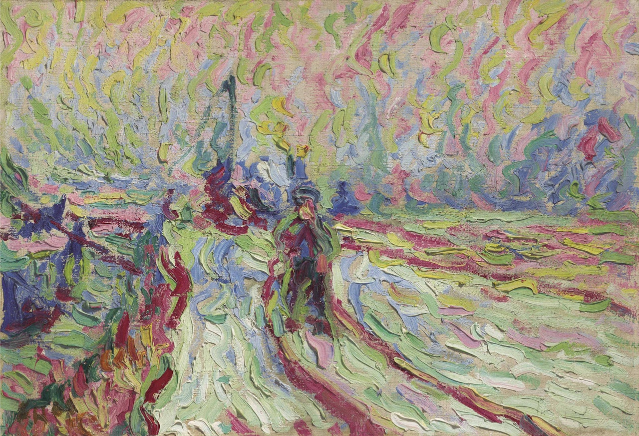 Hafenbahn im Winter by Erich Heckel