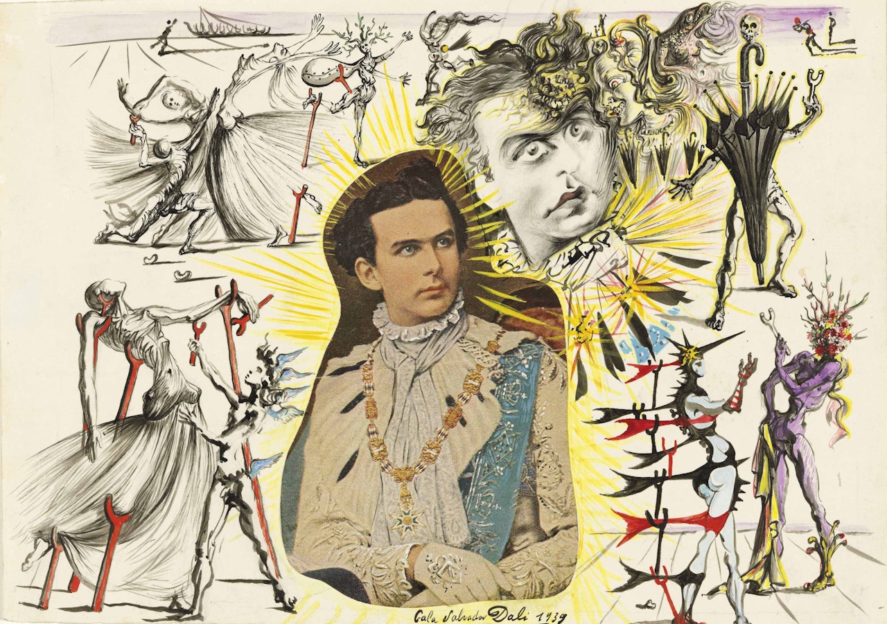 Drawing for 'Bacchanale', Ludwig II of Bavaria by Salvador Dali
