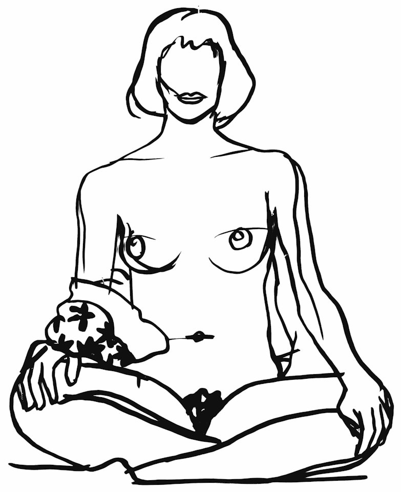 Monica Sitting Cross Legged with Robe by Tom Wesselmann