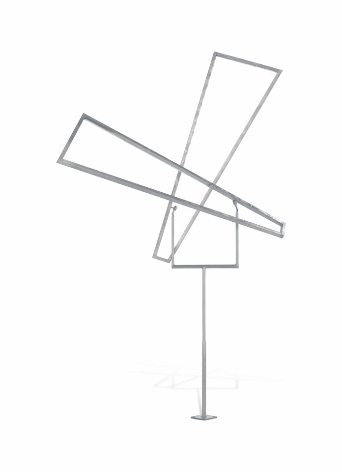 Two Open Trapezoids Excentric Variation VI by George Rickey
