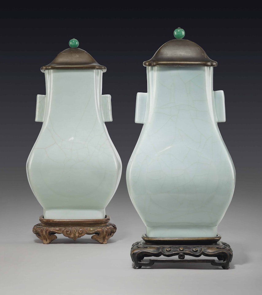 TWO GUAN-TYPE HU-FORM VASES by Anonymous