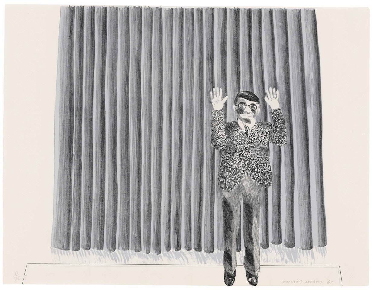 Figure by a Curtain by David Hockney