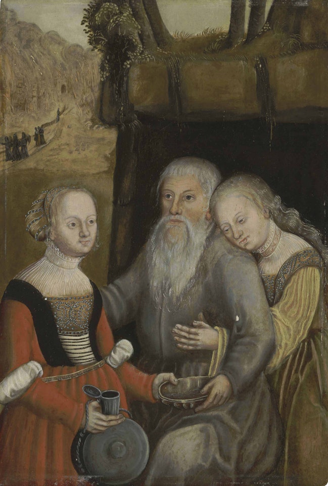 Lot and his daughters by German School