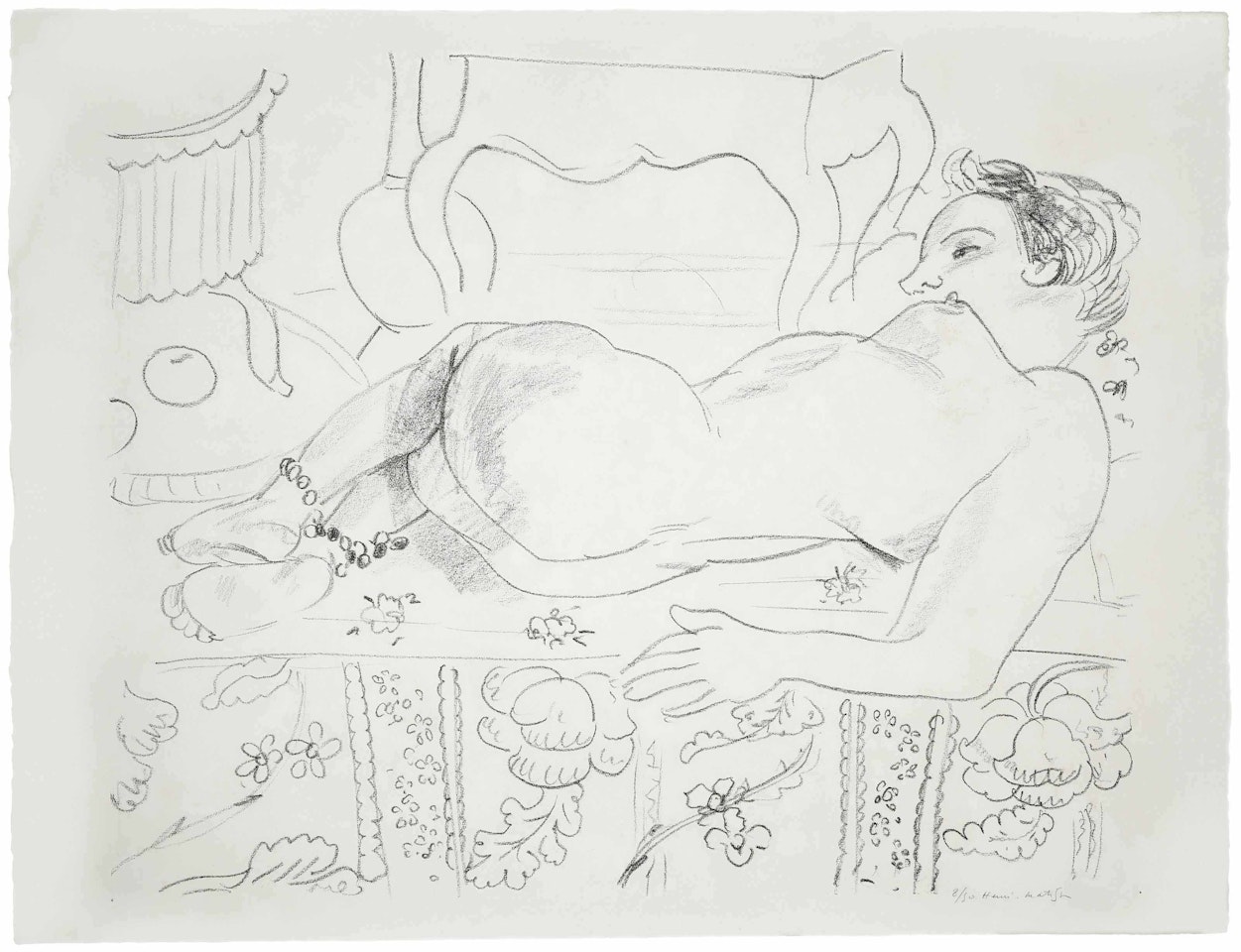 Nu couché sur sol fleuri by Henri Matisse