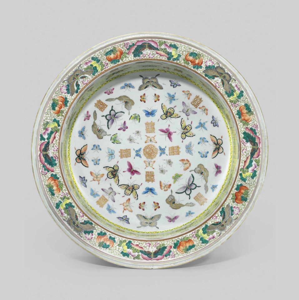 A FAMILLE ROSE 'BUTTERFLY' BASIN by Anonymous
