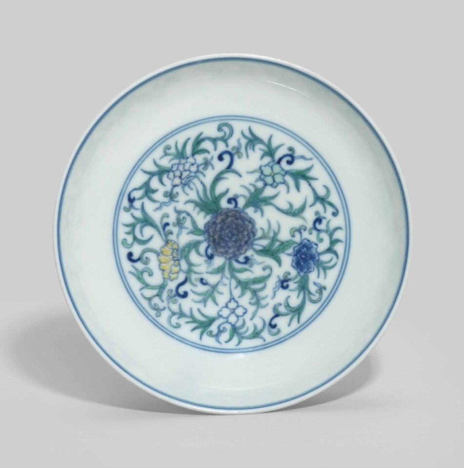 A DOUCAI 'PEONY' DISH by Anonymous