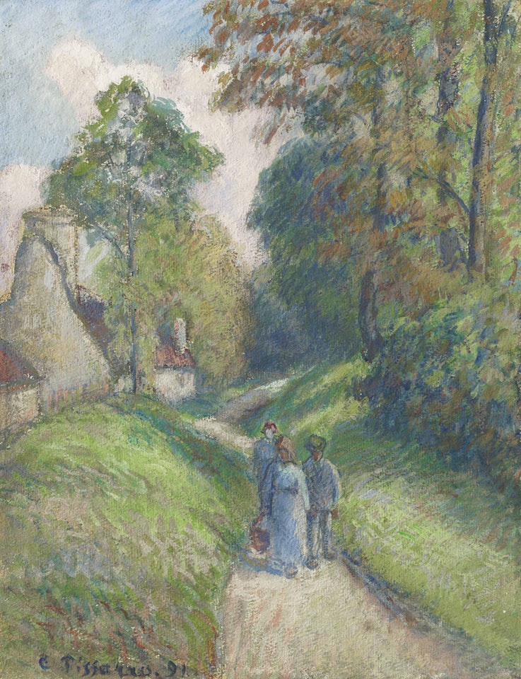 Paysage avec trois paysans by Camille Pissarro