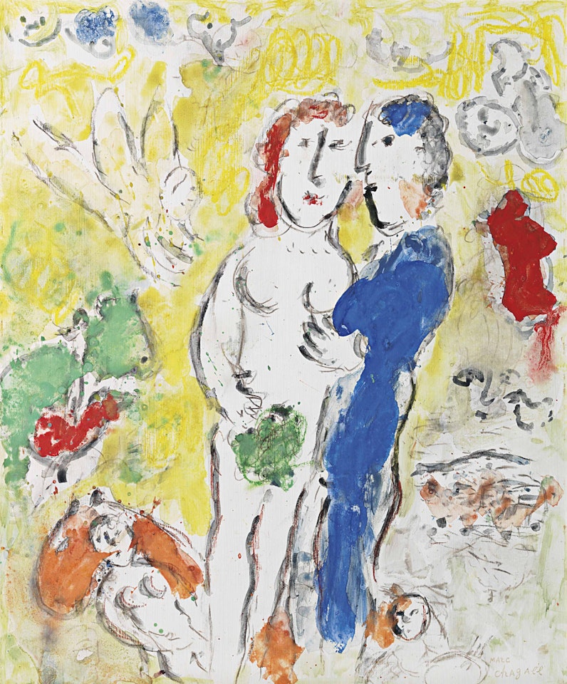 Le nu sur fond jaune by Marc Chagall