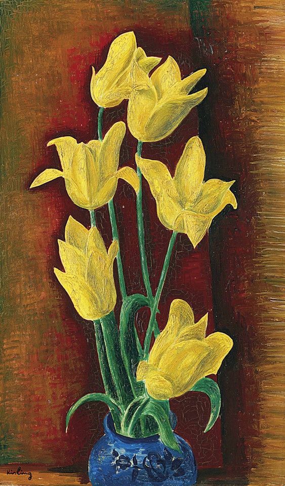 Vase de tulipes jaunes by Moïse Kisling