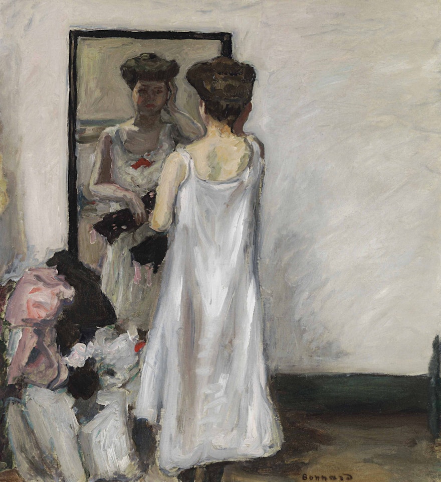 A demi déshabillée, devant la glace by Pierre Bonnard