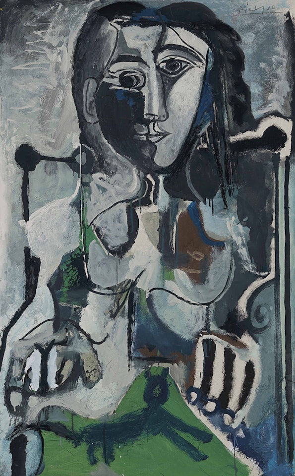 Femme au chat assise dans un fauteuil by Pablo Picasso