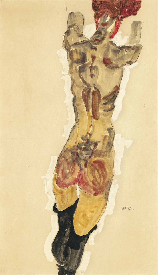 Stehender Rückenakt by Egon Schiele