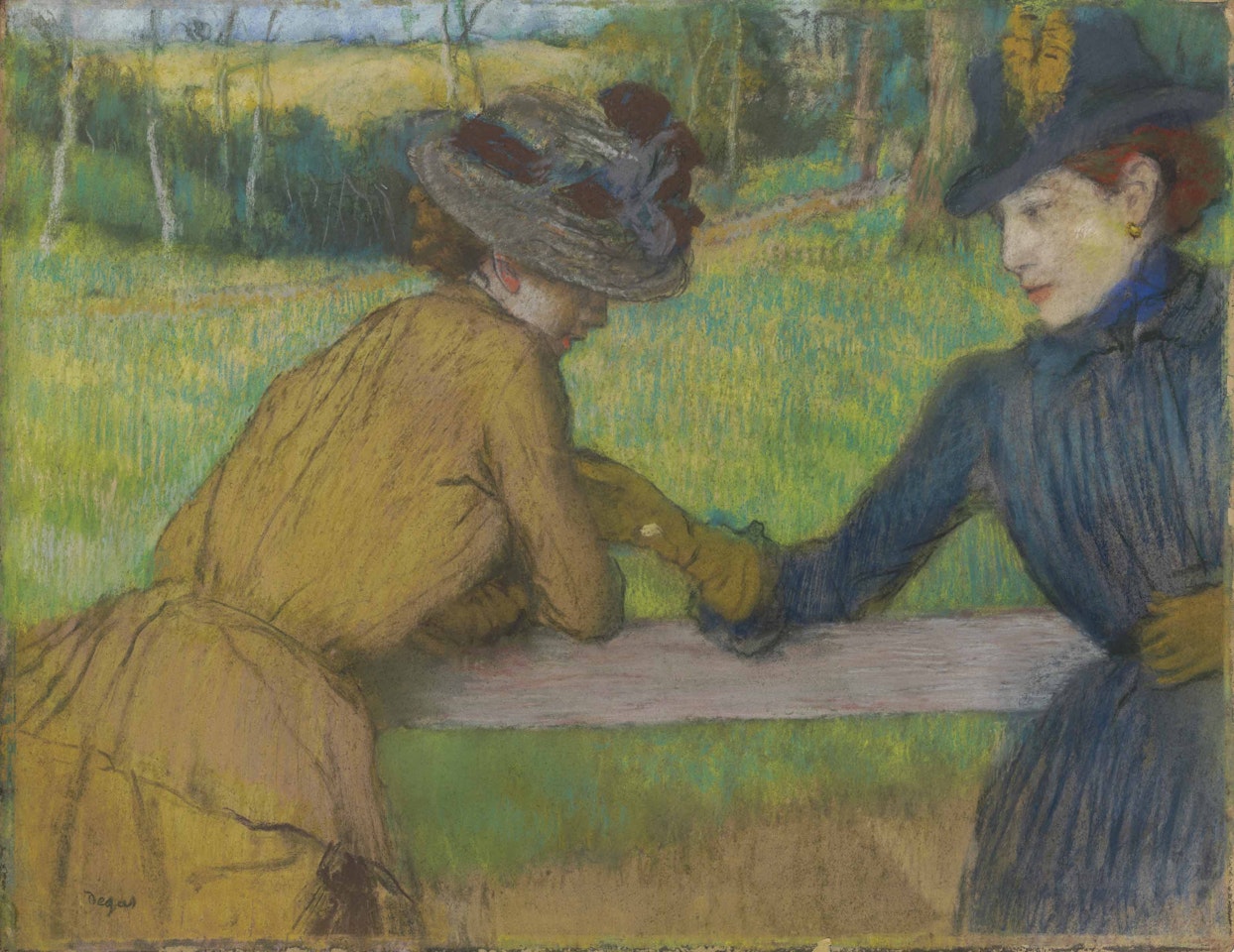 Deux femmes appuyées à une barrière (Conversation) by Edgar Degas
