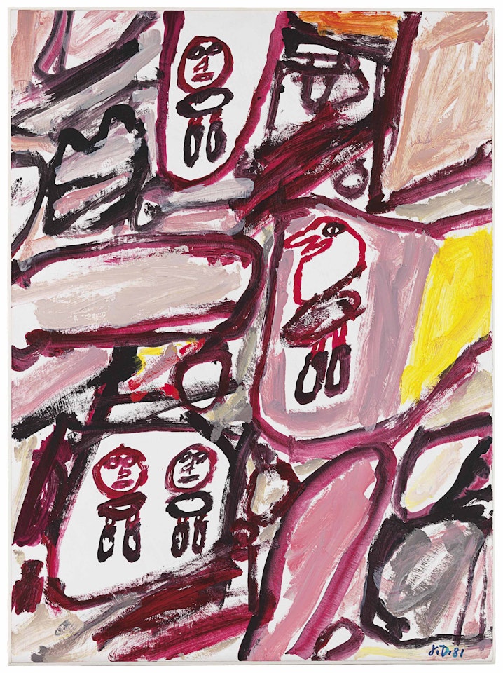 Site avec 4 personnages by Jean Dubuffet