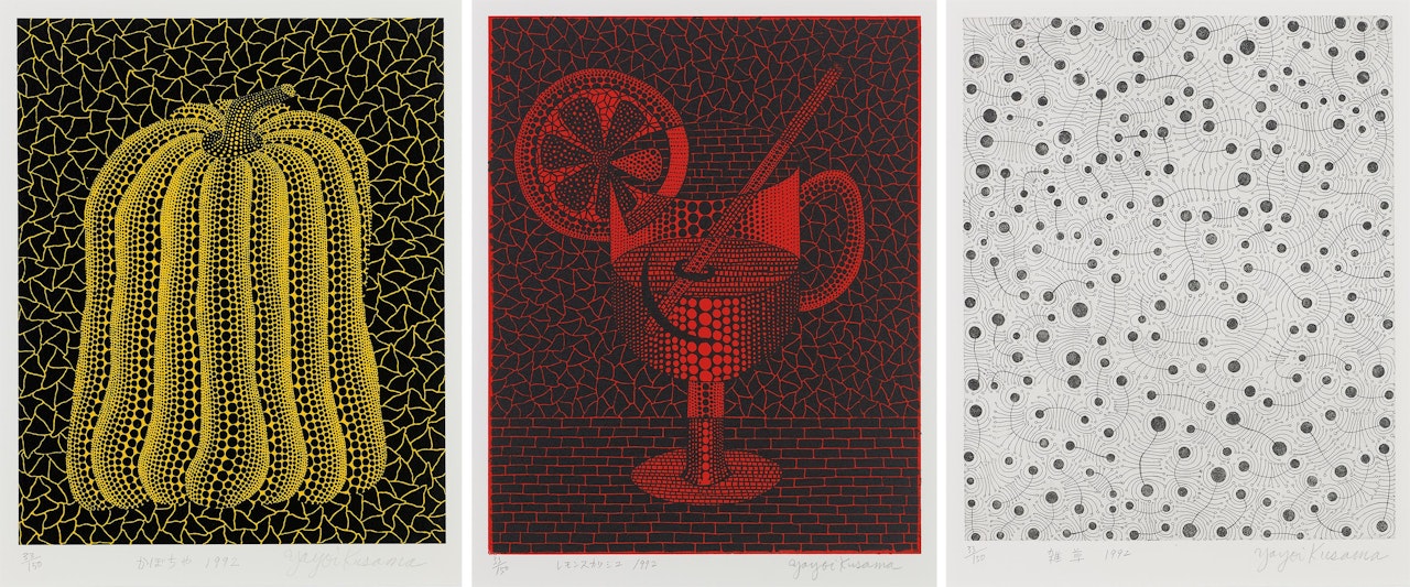Pumpkin; Lemon Squash; & Weeds by Yayoi Kusama