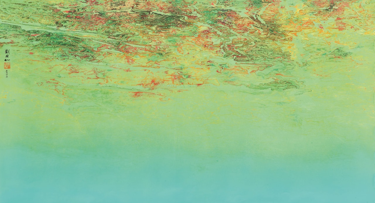 Jiuzhaigou Valley Series: the Richness of Autumn at Mirror Lake by Liu Kuo-Sung (Liu Guosong)