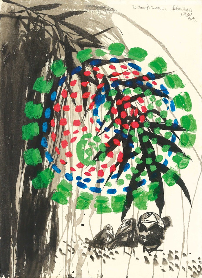 A Bird Family Under the Blessed Shade by Chao Chung-Hsiang (Zhao Chunxiang)
