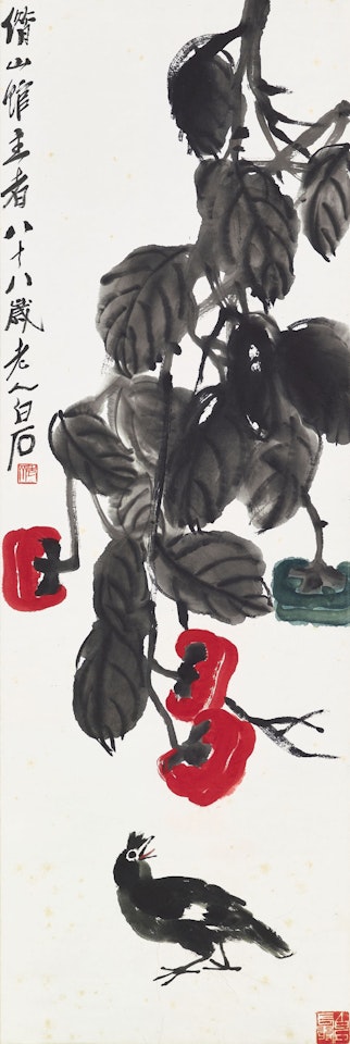 Magpie and Persimmon by Qi Baishi