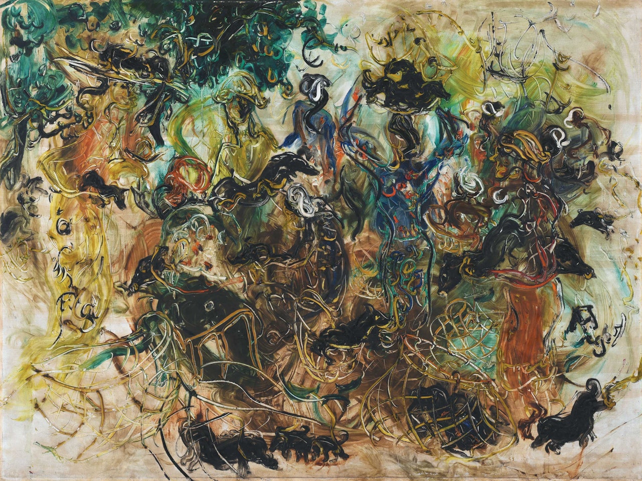 Market Scene by Affandi