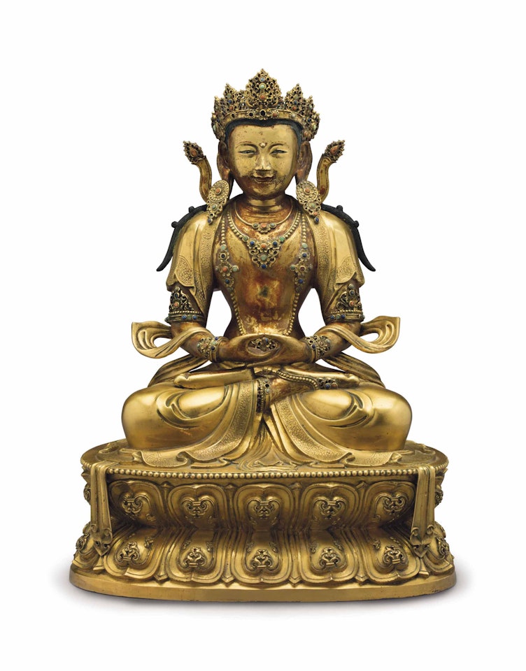 AN IMPERIAL GILT-BRONZE FIGURE OF AMITAYUS by Anonymous