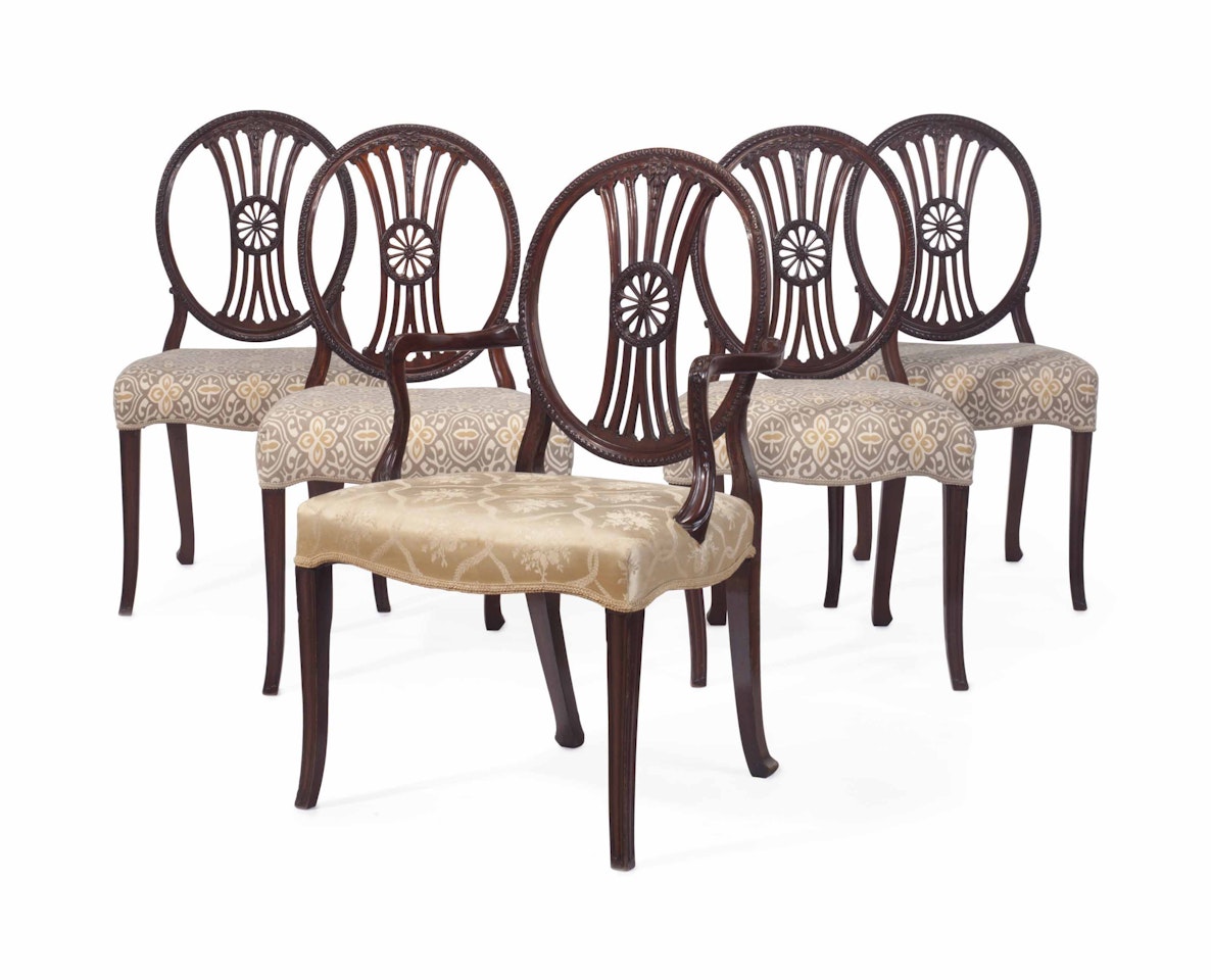 A SET OF FIVE GEORGE III MAHOGANY DINING CHAIRS by Anonymous