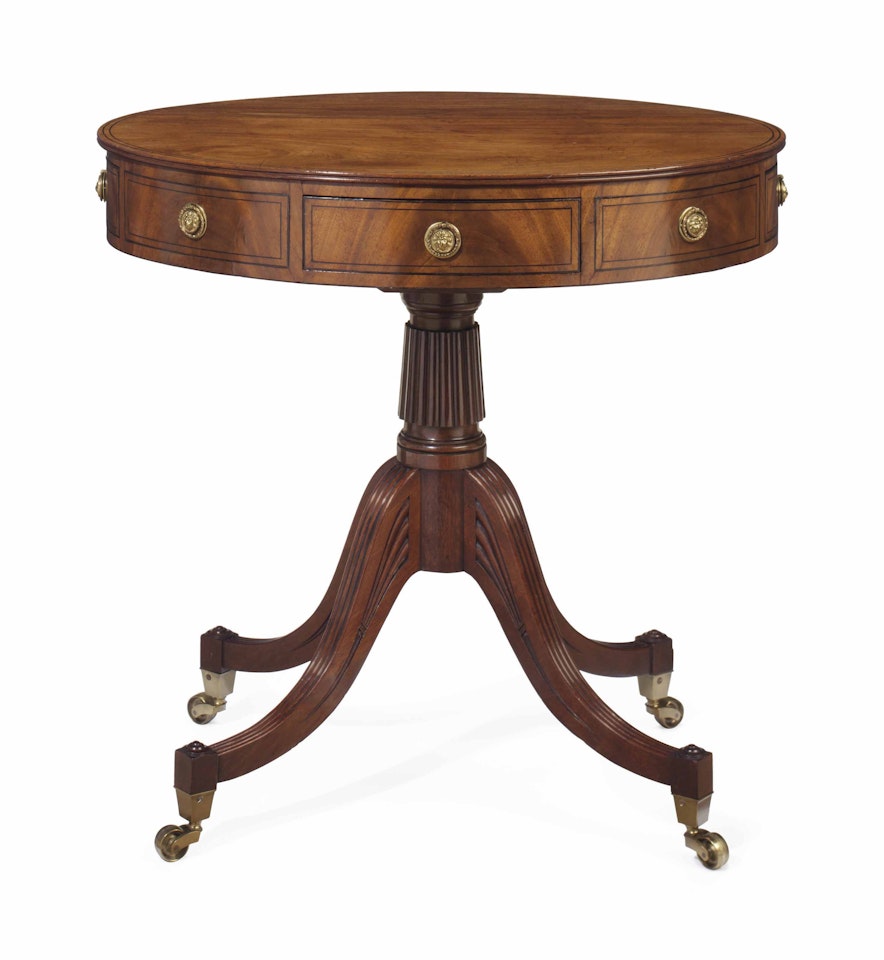 A REGENCY MAHOGANY DIMINUTIVE DRUM TABLE by Anonymous