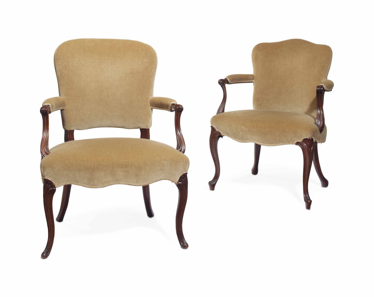 TWO GEORGE III MAHOGANY ARMCHAIRS by Anonymous
