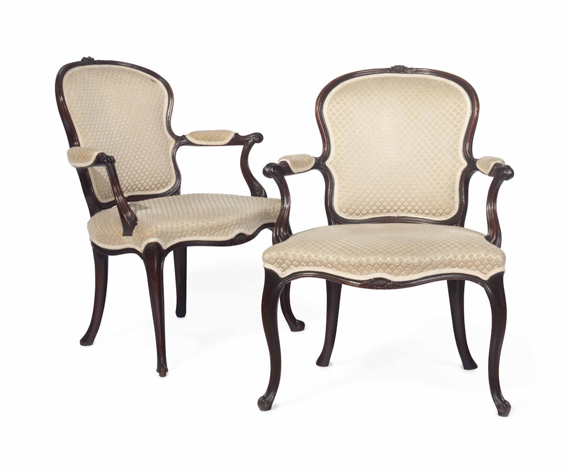 A PAIR OF GEORGE III SOLID MAHOGANY ARMCHAIRS by Anonymous