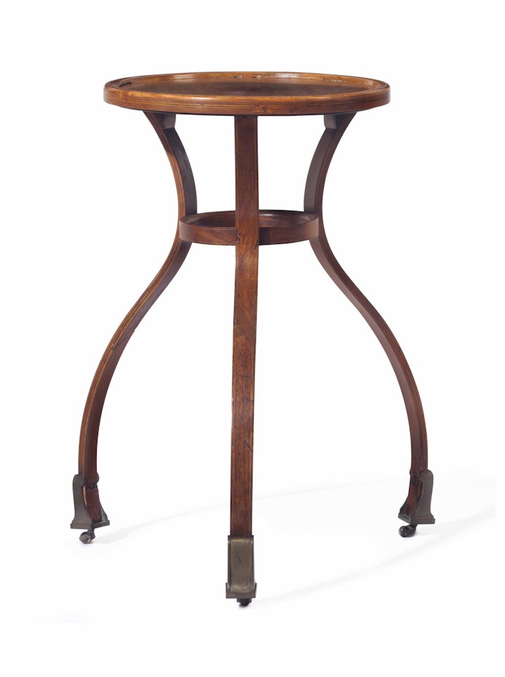 A RESTAURATION MAHOGANY AND ROSEWOOD TRIPOD STAND by Anonymous