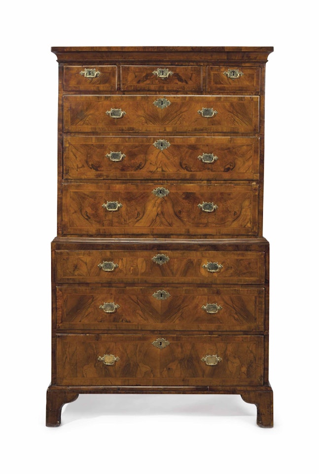 A GEORGE II WALNUT CHEST-ON-CHEST by Anonymous