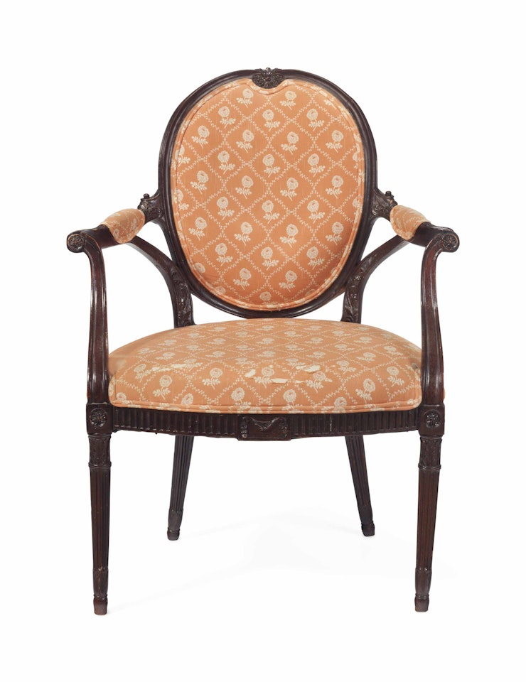 A GEORGE III BEECHWOOD ARMCHAIR by Anonymous