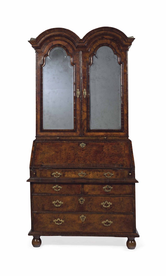 A QUEEN ANNE WALNUT AND BURR-WALNUT BUREAU CABINET by Anonymous
