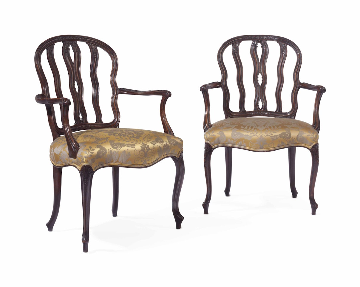 A PAIR OF GEORGE III SOLID MAHOGANY ARMCHAIRS by Anonymous