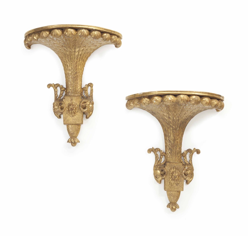 A PAIR OF NORTH EUROPEAN GILTWOOD WALL BRACKETS by Anonymous