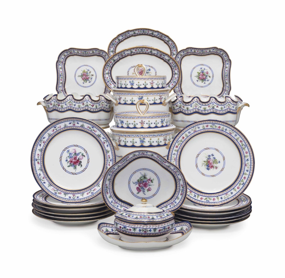 A SEVRES PORCELAIN PART DESSERT SERVICE by Anonymous