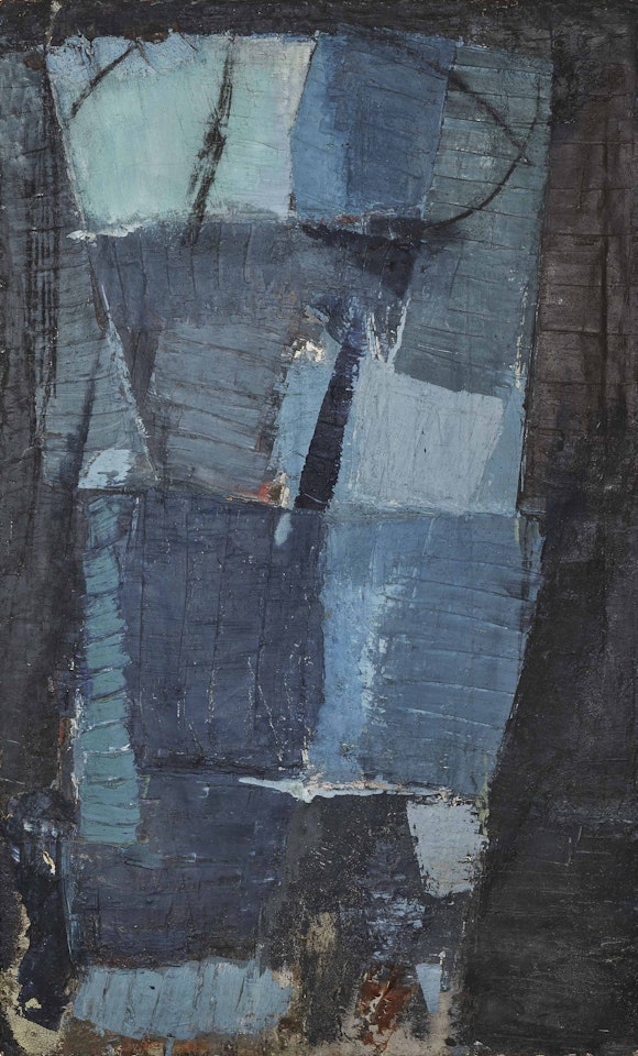 Signe personnage aux carrés gris bleu by Olivier Debre
