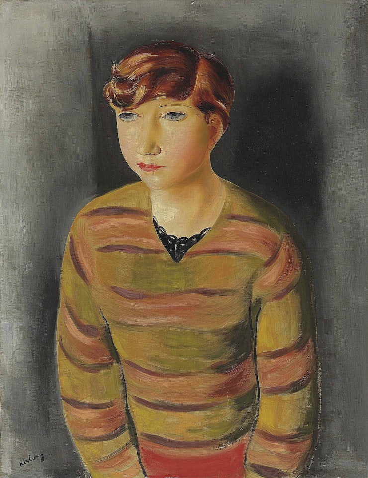 Jeune femme au pull rayé by Moïse Kisling