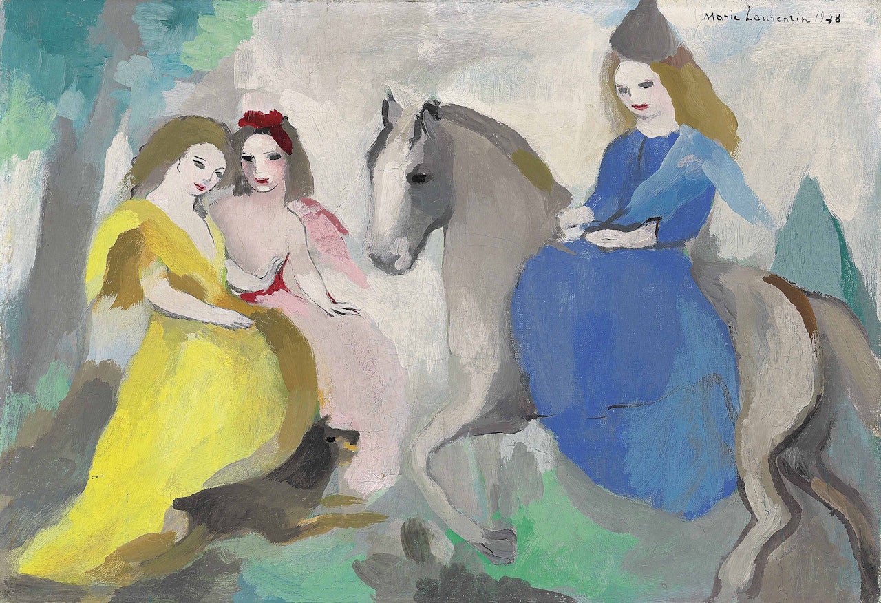 L'amazone et deux jeunes filles by Marie Laurencin