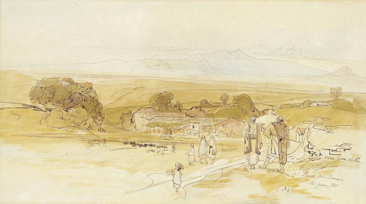 Mount Parnes from Varnava, Greece by Edward Lear