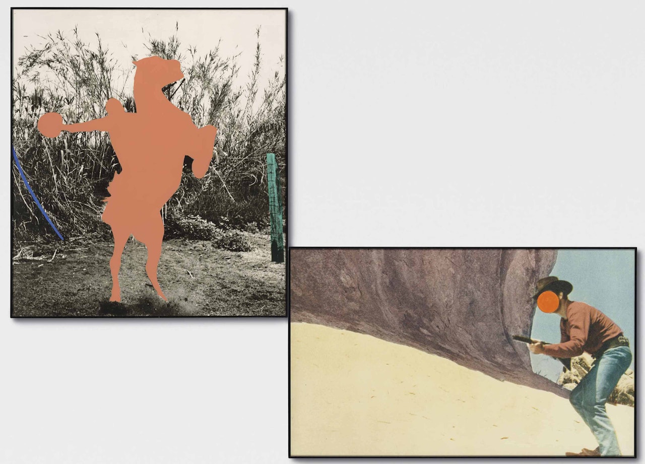 Equestrian (Flesh) in Brackets with Orange Showdown by John Baldessari