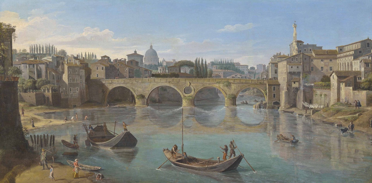 The Tiber, Rome, with the Ponte Sisto by Gaspar van Wittel