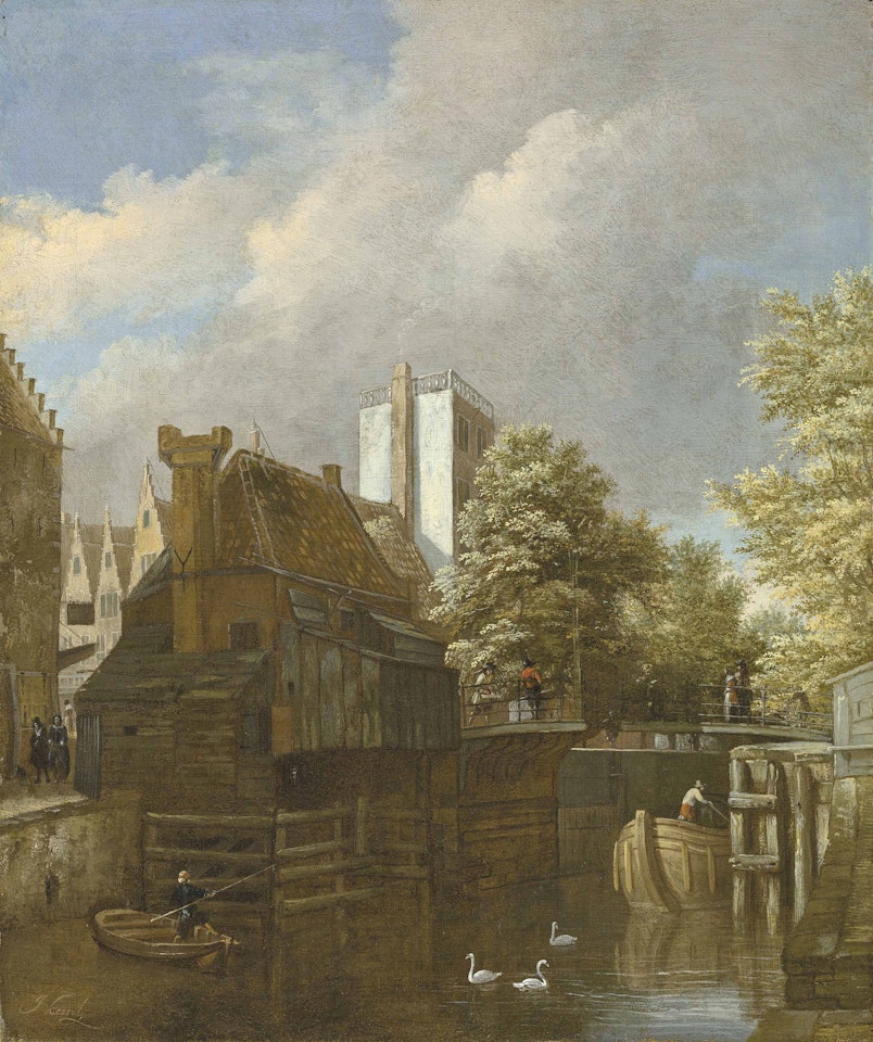 Amsterdam, the Sint-Anthoniesluis looking north from the Brouwersgracht, with the gabled houses of Sint Antoniesbreestraat to the left by Jan Van Kessel The Elder