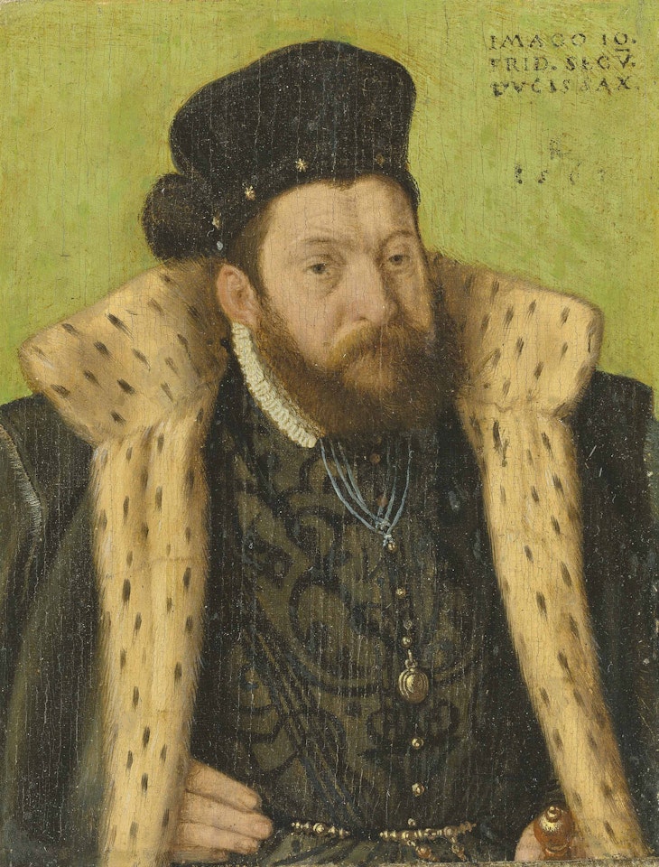 Portrait of Johann Friedrich II, Duke of Saxony (1529-1595), half-length, in an ermine-trimmed cloak and hat by German School