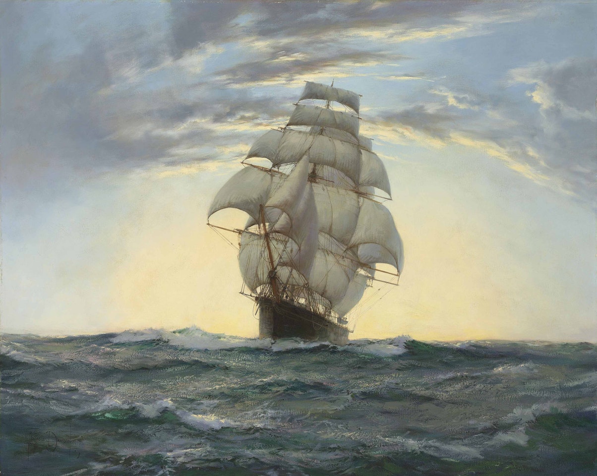 Montague Dawson The Rising Wind Signed Print 38 x 26 1969 Frost & Reed